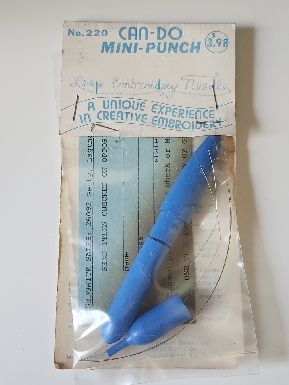 Vtg Can-Do Mini-Punch Loop Embroidery Needle NOS NIP #220